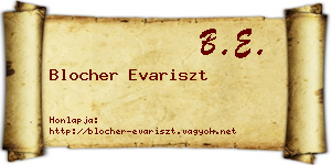 Blocher Evariszt névjegykártya